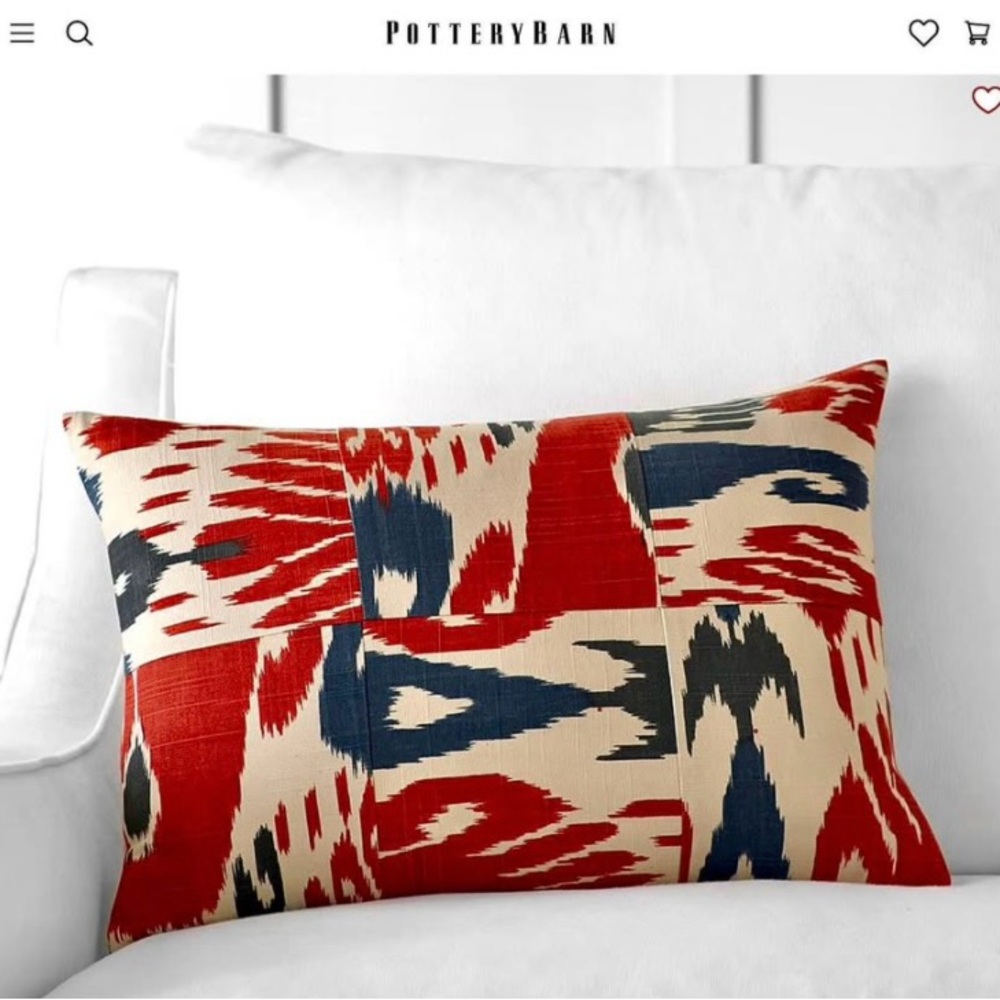 New Pottery Barn Red and Beige Abstract Accent Pillow cover
